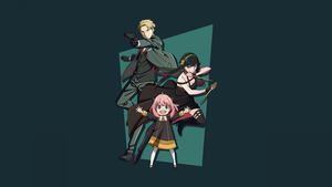 Spy x Family, Minimalist, Loid Forger, Anya Forger, Yor Forger, Dark background, 4K wallpaper