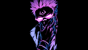 Satoru Gojo, Pink aesthetic, AMOLED, Jujutsu Kaisen, Black background, 4K wallpaper