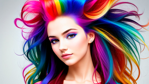 Beautiful girl, Colorful hair, AI art, 4K wallpaper
