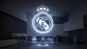 Real Madrid CF, Glowing, Logo, Football club, 4K wallpaper
