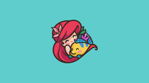 Cute Mermaid, Cyan background, Turquoise, Simple, 4K wallpaper