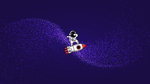 Astronaut, Rocket, Surreal, Indigo background, Purple background, Simple, 4K wallpaper