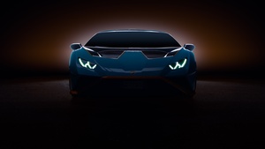 Lamborghini Huracán STO, Aesthetic, CGI, Dark background, 4K wallpaper