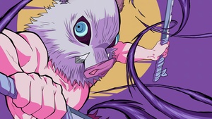 Inosuke Hashibira, Demon Slayer: Kimetsu no Yaiba, Purple, 4K wallpaper