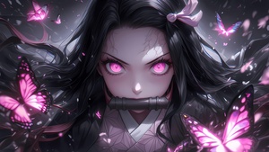 Pink aesthetic, Nezuko Kamado, Demon Slayer: Kimetsu no Yaiba, 4K wallpaper