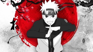 Naruto Uzumaki, Japanese, Artwork, Red moon, Akatsuki, 4K wallpaper
