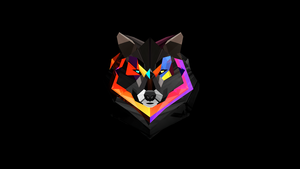 Wolf, Low poly, Colorful, AMOLED, Geometric, Minimalist, Black background, 4K wallpaper