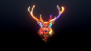 Deer, Neon, Colorful, Glowing, Surreal, Dark aesthetic, Digital Art, 4K wallpaper