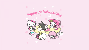 Happy Valentines Day, Hello kitties, Kuromi, Cinnamoroll, My Melody, Sanrio, February, 4K wallpaper