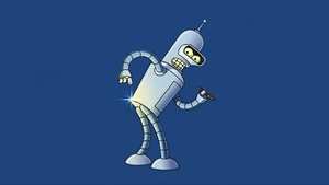 Bender (Futurama), Blue background, Funny, Cartoon, 4K wallpaper