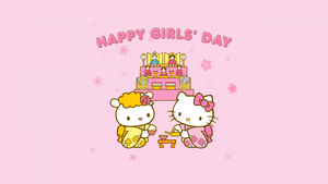 Happy girls day, Pink aesthetic, Hello kitties, Sanrio, 4K wallpaper