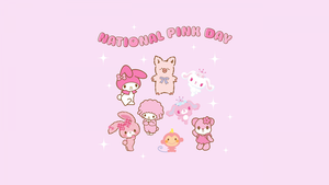 Hello Kitty, Kuromi, My Melody, Pompompurin, Cinnamoroll, Pochacco, Pink background, Sanrio, 4K wallpaper