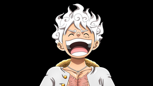 Laughing, Luffy, One Piece, Black background, Sun God Nika, 4K wallpaper