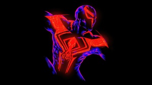 Spider-Man 2099, AMOLED, Black background, Glowing, 4K wallpaper