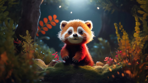 Red panda, Adorable, AI art, Forest, 4K wallpaper