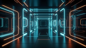 Neon, Corridor, Futuristic, 4K wallpaper
