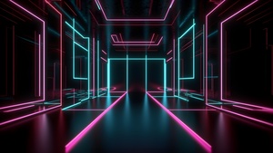 Neon Lights, Dark room, Futuristic, Cyberpunk, 4K wallpaper