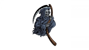 Grim Reaper, Illustration, Ghost, White background, 4K wallpaper