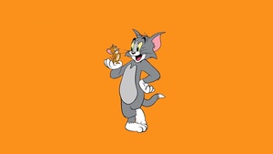 Tom and Jerry, Cartoon, White background, Yellow background, 4K wallpaper