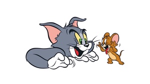Tom and Jerry, Cartoon, White background, 4K wallpaper
