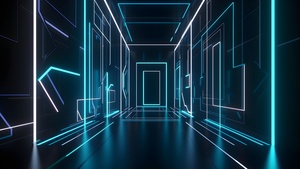 Neon, Wall, Modern lighting, Cyan, 4K wallpaper