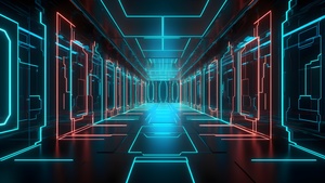 Surreal, Modern interior, Neon Lights, 4K wallpaper