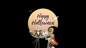 Happy Halloween, AMOLED, Black background, Sally, October, 4K wallpaper