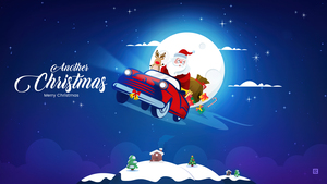 Merry Christmas, Santa, Blue Sky, Surreal, Full moon, Blue aesthetic, Navidad, Noel, December, 4K wallpaper