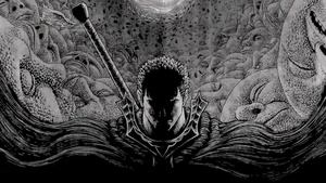 Berserk, Guts, Black and White, Monochrome, 4K wallpaper