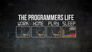 Programmer, Life, Work, Play, Repeat, Coding, Coder, Programming, Developer, Dark background, Meme, 4K wallpaper