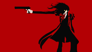 Alucard, Minimal art, Hellsing, Red background, 4K wallpaper