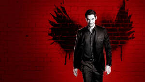 Lucifer Morningstar, Tom Ellis, TV series, Lucifer, Red background, 4K wallpaper