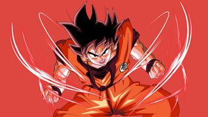 Goku, Angry, Dragon Ball Z, Orange background, 4K wallpaper