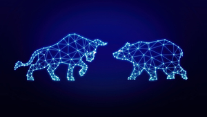 Bull, Bear, Blue aesthetic, Dark blue, Trading, Stock Market, 4K wallpaper
