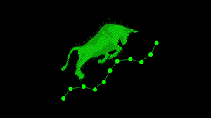 Bull, Stock Market, Upward, Black background, AMOLED, 4K wallpaper