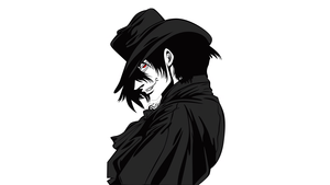 Hellsing, Alucard, Minimalist, Black and White, Monochrome, 4K wallpaper