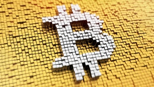 Bitcoin, 3D background, 3D cubes, Yellow background, Cryptocurrency, 4K wallpaper