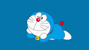Adorable, Doraemon, Cartoon, Illustration, Blue background, Smiling, 4K wallpaper