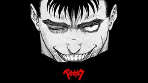 Guts, Drawing, Berserk, AMOLED, Black background, 4K wallpaper