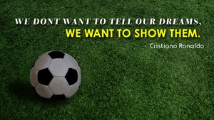 Cristiano Ronaldo, Popular quotes, Soccer ball, Football, Soccer field, 4K wallpaper