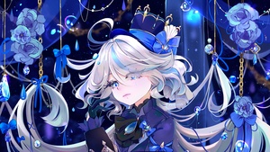 Furina, Blue aesthetic, Anime girl, Genshin Impact, 4K wallpaper