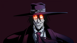 Alucard, Hellsing, Brown background, 4K wallpaper