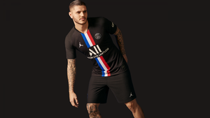 Mauro Icardi, Paris Saint-Germain, Brown background, 4K wallpaper