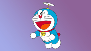 Doraemon, Minimalist, Purple background, Cartoon, 4K wallpaper
