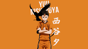 Yu Nishinoya, Haikyuu, Orange background, Minimalist, 4K wallpaper