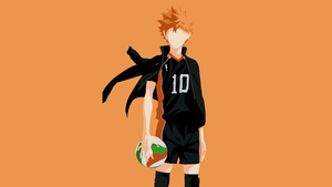 Shoyo Hinata, Haikyuu, Minimalist, Volleyball, Orange background, 4K wallpaper