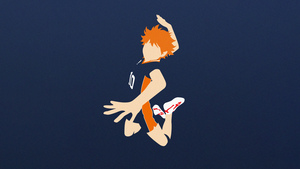 Shoyo Hinata, Faceless, Minimalist, Blue background, Haikyuu, 4K wallpaper
