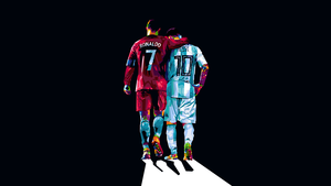 Cristiano Ronaldo, Lionel Messi, Pop Art, Dark background, 4K wallpaper