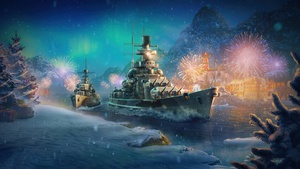 World of Warships, Christmas special, Fireworks, 4K wallpaper