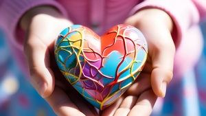 3D Art, Love heart, Valentine, Palm, Hands together, 4K wallpaper